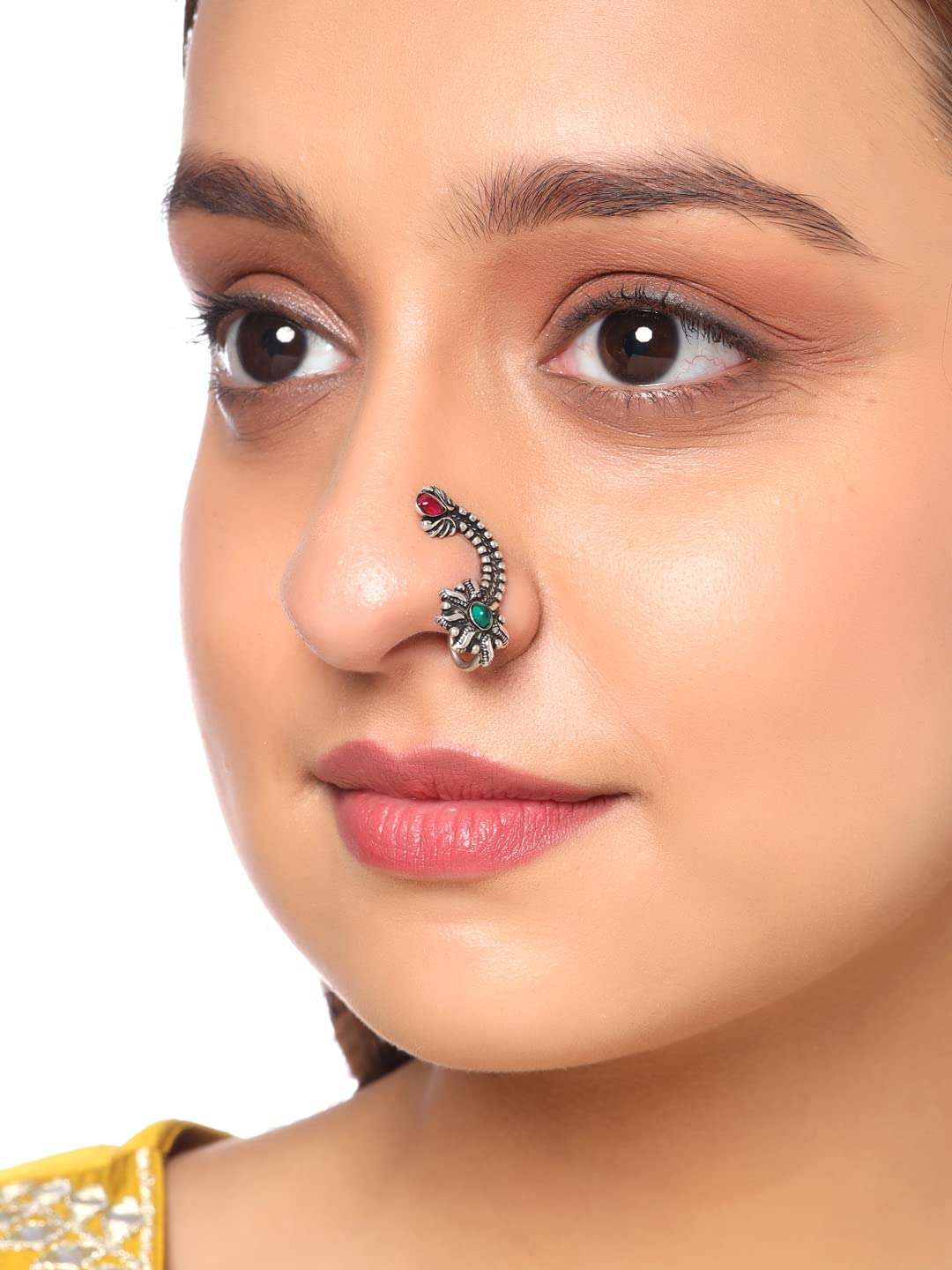 2 Large Oxidized Nose Ring/nath/marathi Nose Ring/boho Jewelry/no Piercing/ nose Clip/nose Ring/nose Ring/maharashtrian Nath/left Side - Etsy
